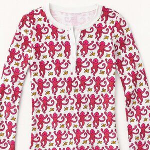 Roller Rabbit Pink Monkey Pajama Top – Size 12 Long Sleeve Henley